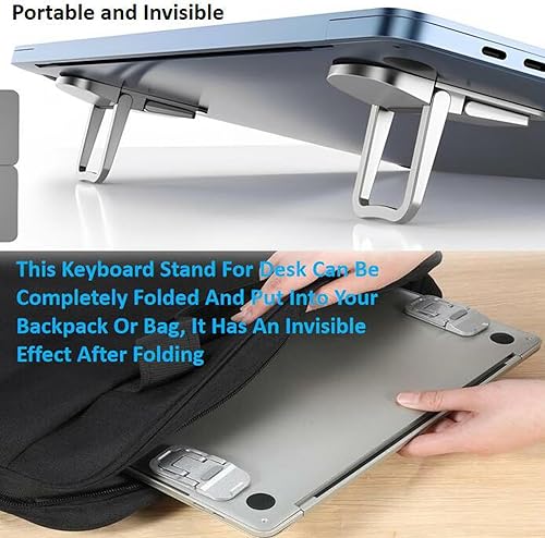 Miniatura 6 de 2 soportes pequeños para laptop, mini soporte para computadora portátil para escritorio, elevador de teclado de computadora pequeño portátil con 2