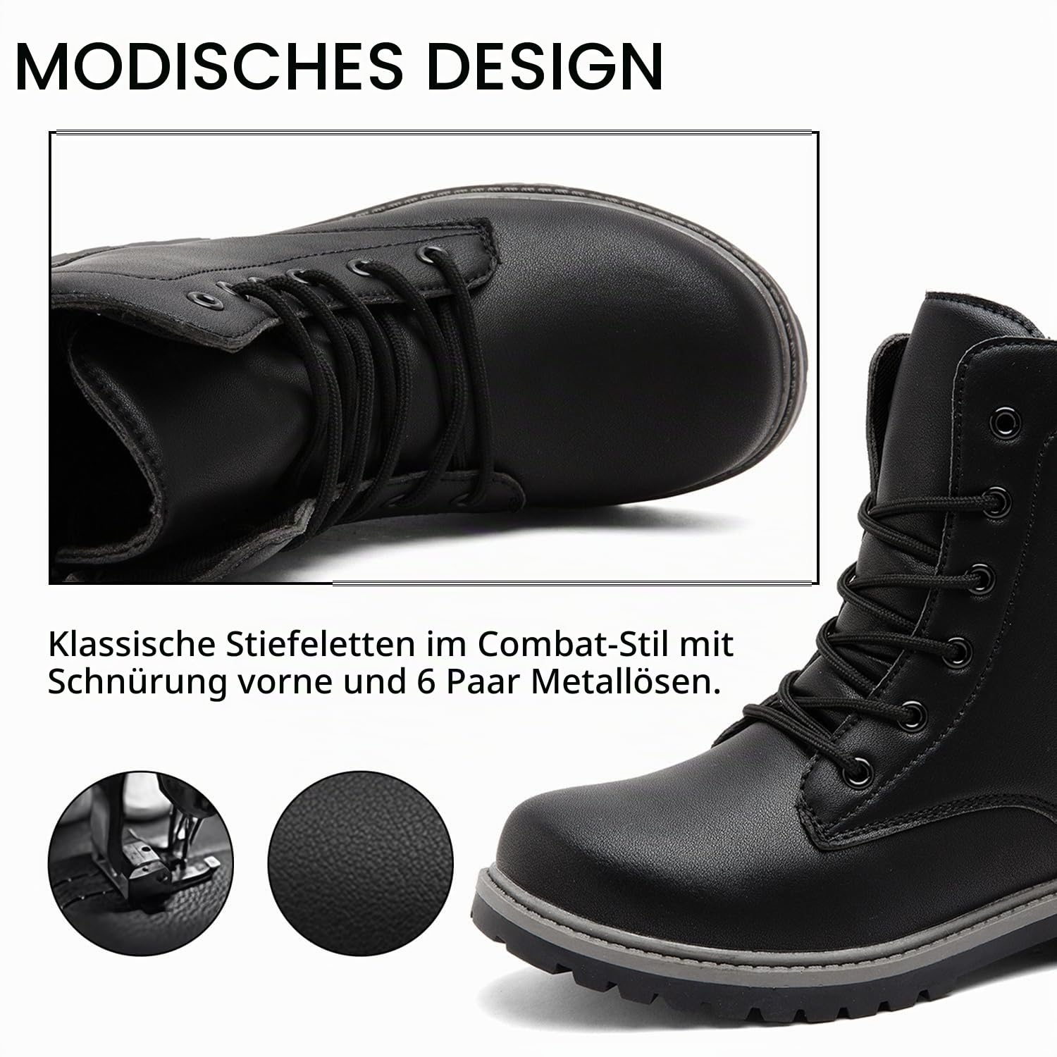 Lvptsh Damen Stiefel Wasserdicht Kurzschaft Reißverschluss Schnüren Stiefeletten Ankle Boots Frühjahr Herbst Winter