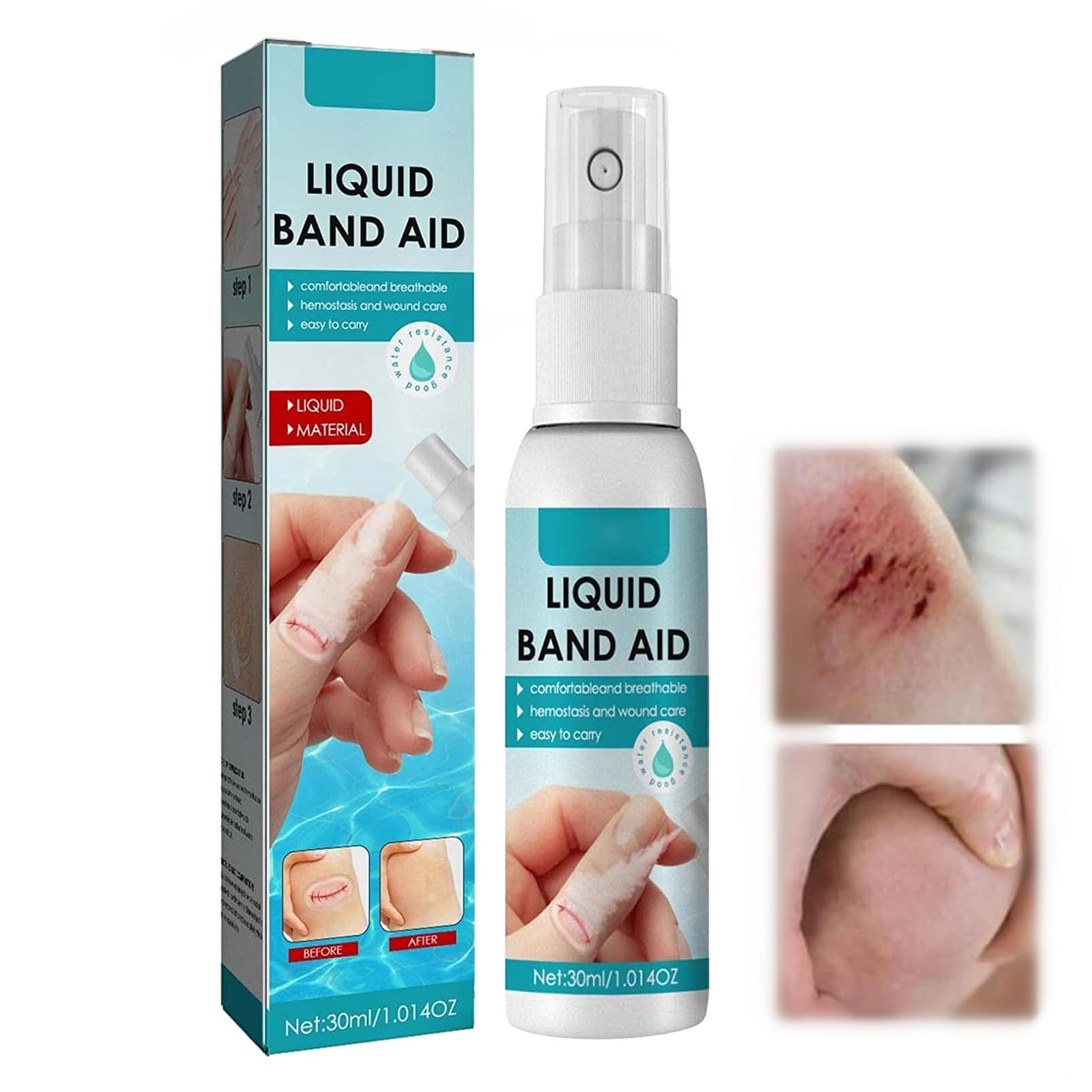 Liquid Bandage Spray,Skin Liquid Bandage Spray,Breathable Wound Care Liquid Spray,Quick-Dry Liquid Bandages,Liquid Bandage for Minor Cuts,Waterproof and Breathable Gel Liquid Bandages,30 ml