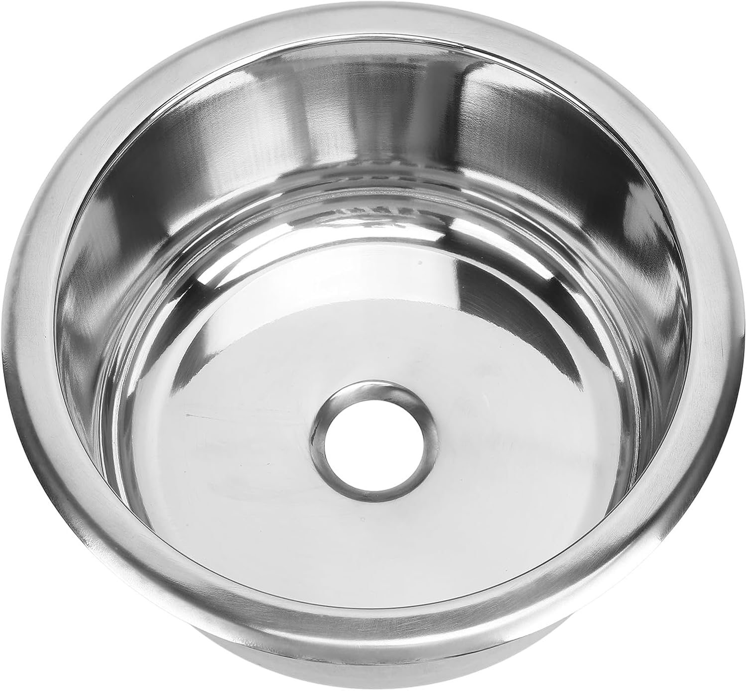 12 Inch RV Round Sink 10L Capacity Wash Basin 304 Stainless Steel Motor Home Sink Flush Mounted With 40mm/1.57in Drain for Yachts, Boats, Kitchen
