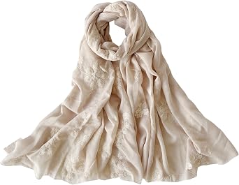 MINIDORA Soft Lightweight Scarves for Women Floral Embroidered Shawls for Holiday Summer Travel Wraps Extra Large