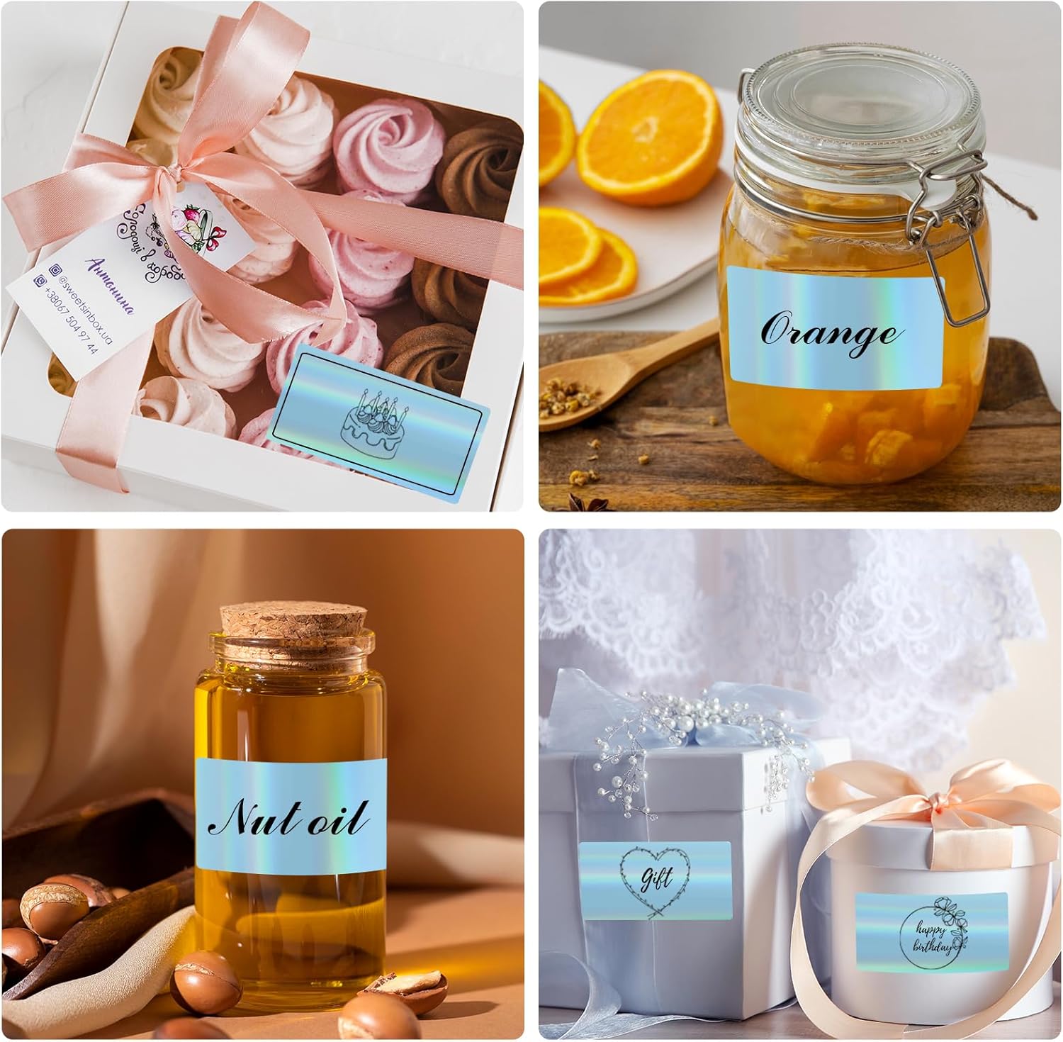 2x4 Inch Holographic Thermal Labels, Blue Direct Thermal Stickers Label, Self-Adhesive Glitter Thermals Printer Sticker Labels, Perforation Line Design- 200Pcs - Image 6