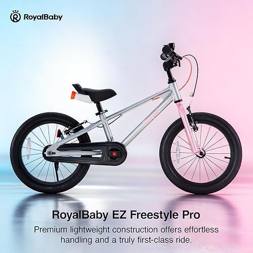 Miniatura 2 de RoyalBaby EZ Pro Kids Bike, 16 18 Inch Lightweight Aluminium Balance & Pedal Bicycle, Beginners Easy Learning Boys Girls Plata rosa
