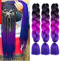 Vista 13 de Xiaofeng Extensiones de cabello trenzado para mujer, 3 paquetes de 100g/paquete (3.53 oz/paquete), 24 pulgadas, alta temperatura, ombré, pelo