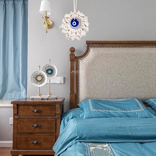 Miniatura 6 de Decoración de cristal hecha a mano contra el mal de ojo azul para colgar en la pared de buena suerte y amuleto protector para dormitorio, accesorios
