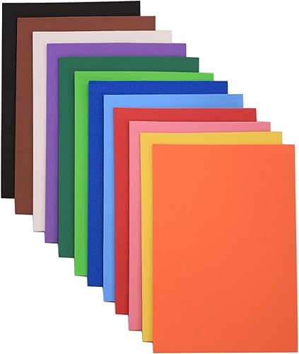 Ader Products - Hojas de espuma EVA, 12 colores surtidos, 0.079 in de grosor, 6 x 9 pulgadas, papel de espuma artesanal para artes y manualidades,