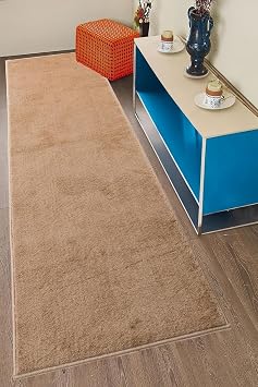 Custom Size Anti-Slip Washable Soft Pile Low Weight Beige Color Carpet Runner Beige, 26" x 5