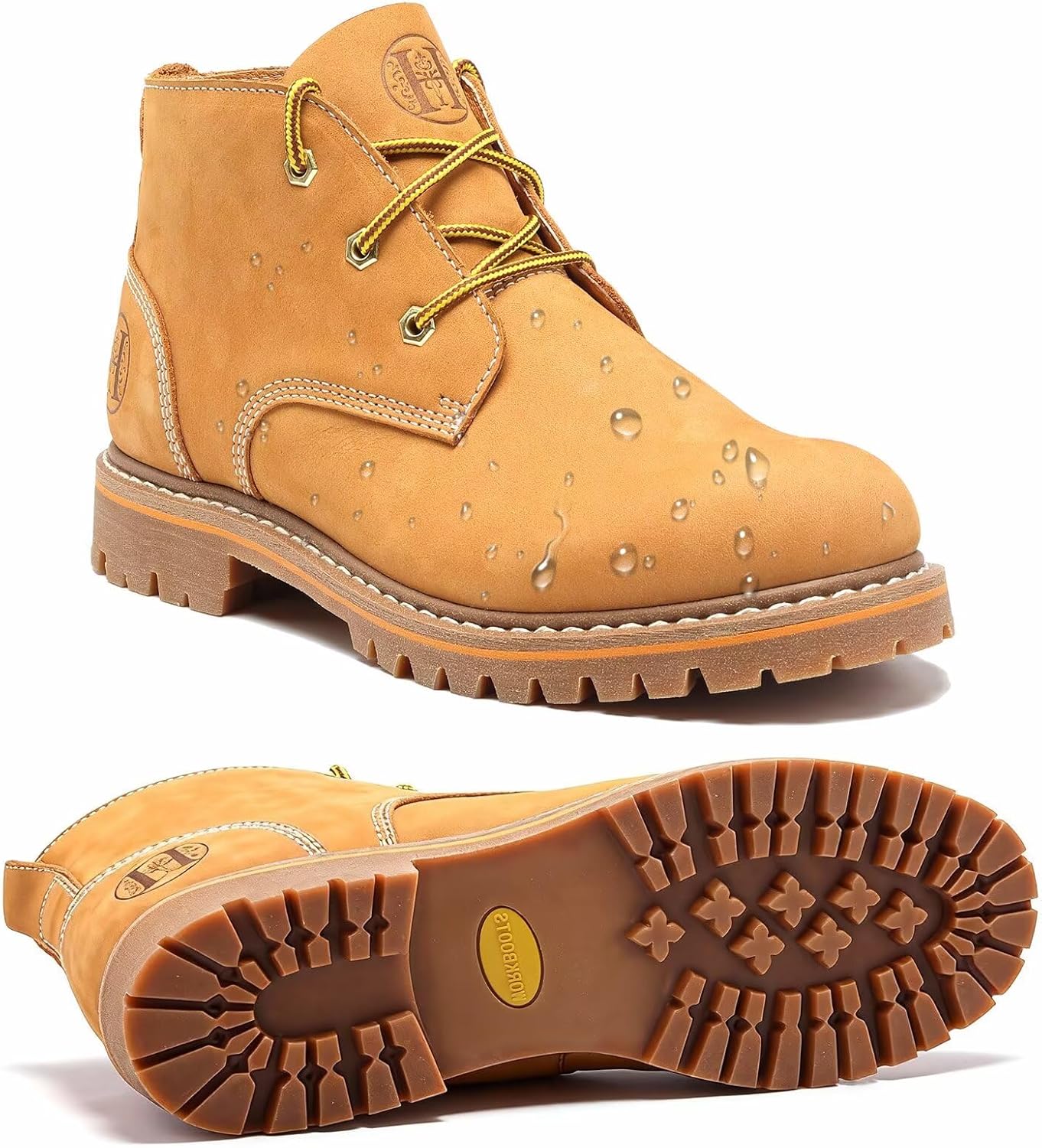 rocklobster Men’s Chukka Work Boots, 6” Soft Toe Leather Work Boots for Men, Water Resistant Slip Resistant Rubber Sole Oil Resistant EH Rated for Construction & Industrial Work