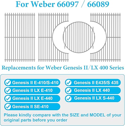 Vista 4 de Piezas de repuesto de rejilla gourmet para Weber Genesis II 400 Genesis II LX 400 Series Grill, rejilla de cocción para Weber Genesis II/LX E410