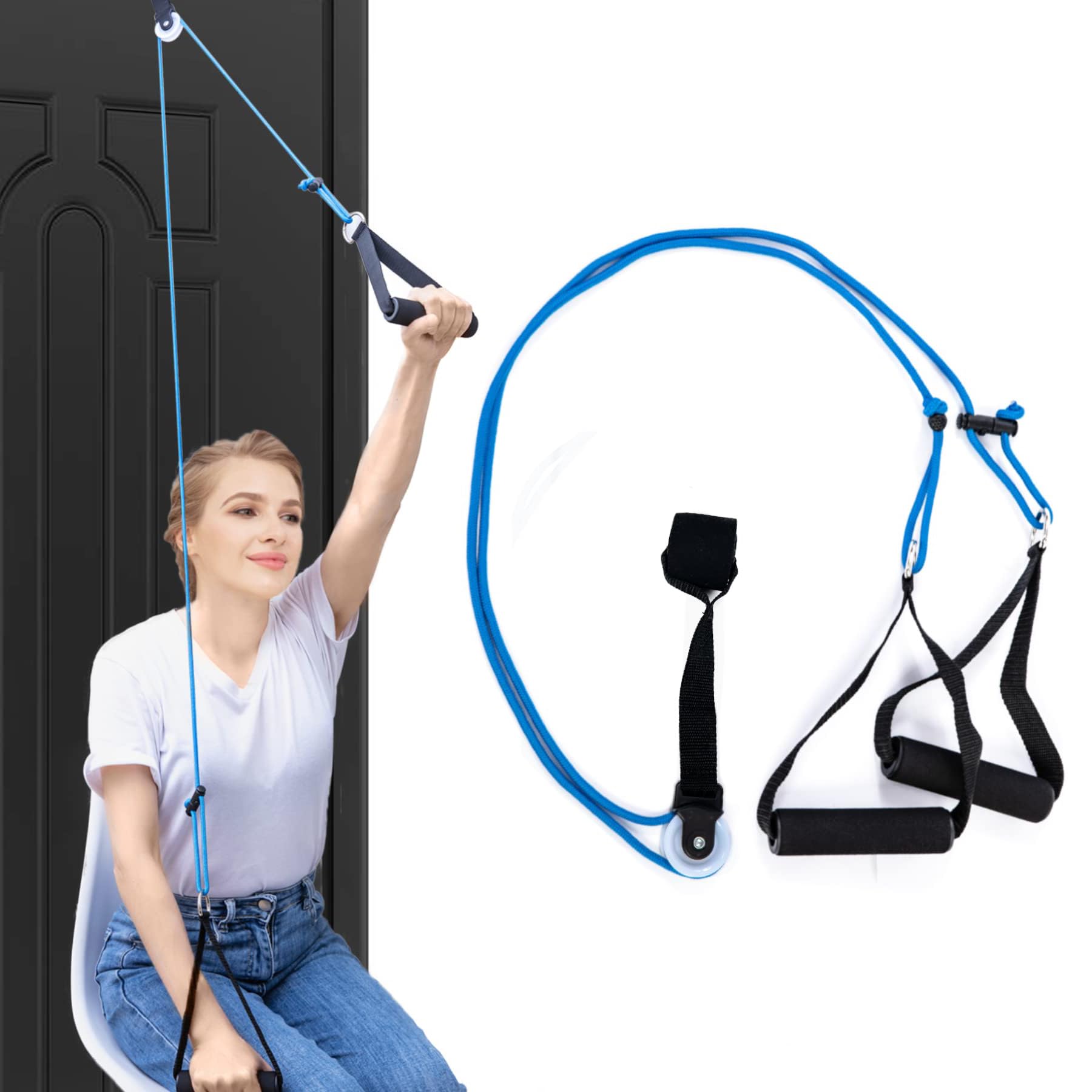 TERRIFI Shoulder Pulley, Exercise Pulley for Physical Therapy, for Alleviate Shoulder Pain and Facilitate Recovery from Surgery, Improve Flexibility Stretching, Range of Motion, Blue