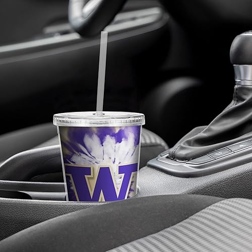 Miniatura 23 de Rico Industries NCAA Sports Team - Vaso transparente de 16 onzas con pajilla, vaso de viaje del color del equipo para fanáticos de los deportes