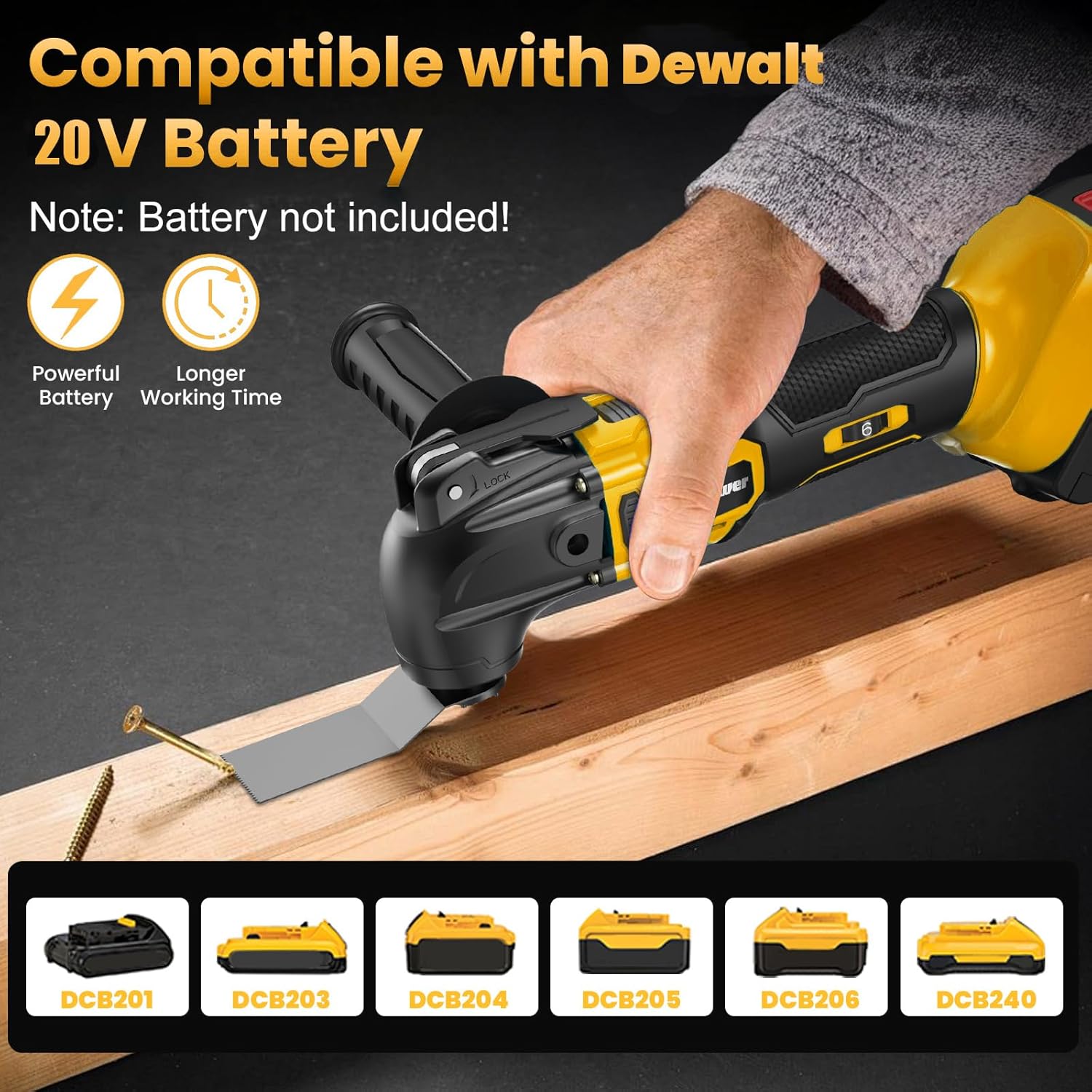 Oscillating Multi Tools for Dewalt 20V Battery, Multitool with 6 Speeds to 21000 OPM, 4°Angle, Quick-fit Blade with 21pcs Accessories for Cutting, Sanding, Scraping(Tools only)