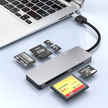 6-in-1 USB3.0 Multi Card Reader, USB 3.0 Memory Card Reader for SD SDXC SDHC Micro SD CF XD M2 MS MMC Camera Memory Card, Multi USB Card Reader/Writer5Gbps SD Card Reader for Windows,Mac OS,Linux