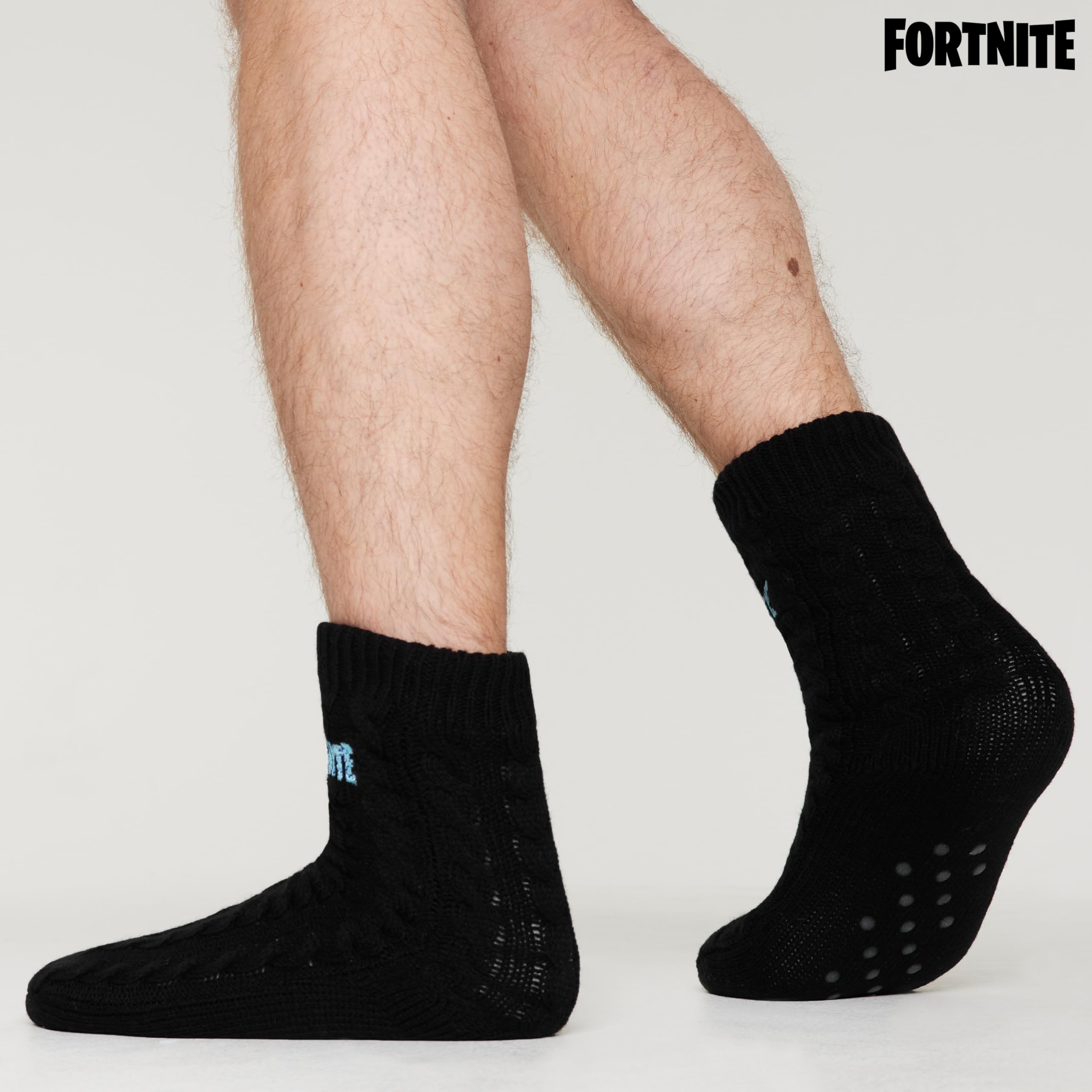 Fortnite Chaussons Chaussettes Homme Hiver, Chaussettes Antidérapantes Homme, Idée Cadeau Gamer Adulte Ado Taille Unique