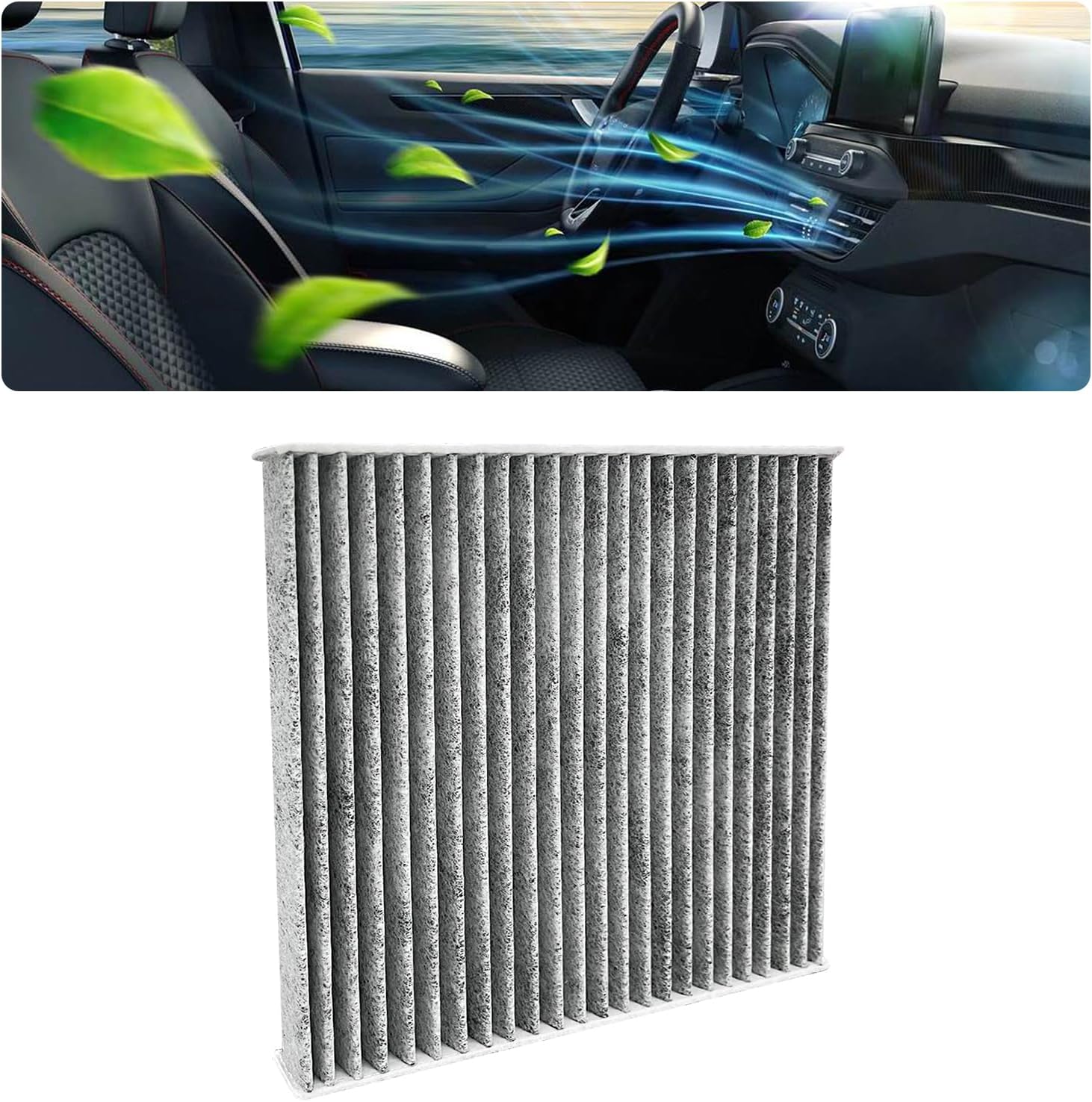 DicknoCar Fresh Breeze Air Filter Replacement, Premium Cabin Air Filter Includes Activated Carbon, Auto Compartment Air Filters for CF10134, Automotive Interior Accessories