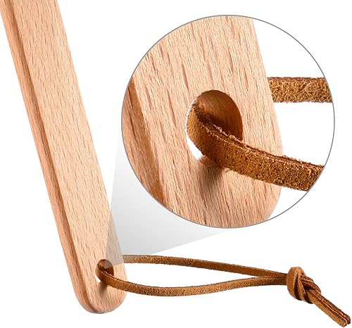 Miniatura 3 de YoungJoy Swat manual rústico de cuero resistente de 19 pulgadas con mango largo de madera (1 paquete, marrón)