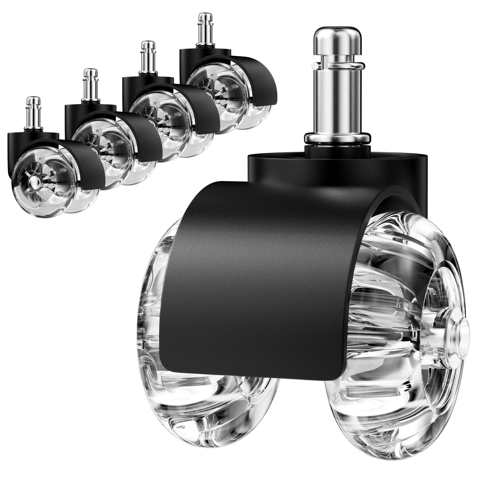 Newpop 5 Pieces Rubber Office Chair Wheels 11 x 22 mm, Universal Design Gaming Chair Wheels, Safe Quiet and Scratch-Free Universal Replacement Wheels for All Floors, Black