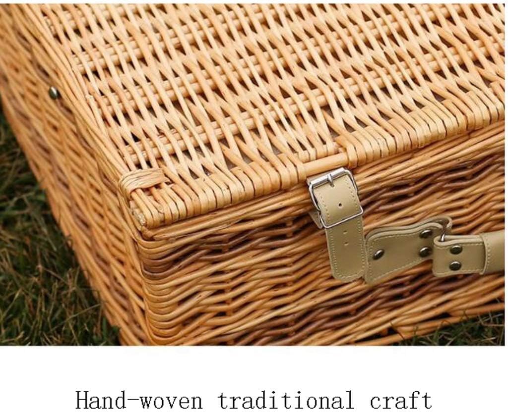 4 Person Picnic Hamper Set,Willow Picnic Basket Accessories Plates and Utensils,Perfect for Picnicking Camping Or Any Other Outdoor(Color:B)