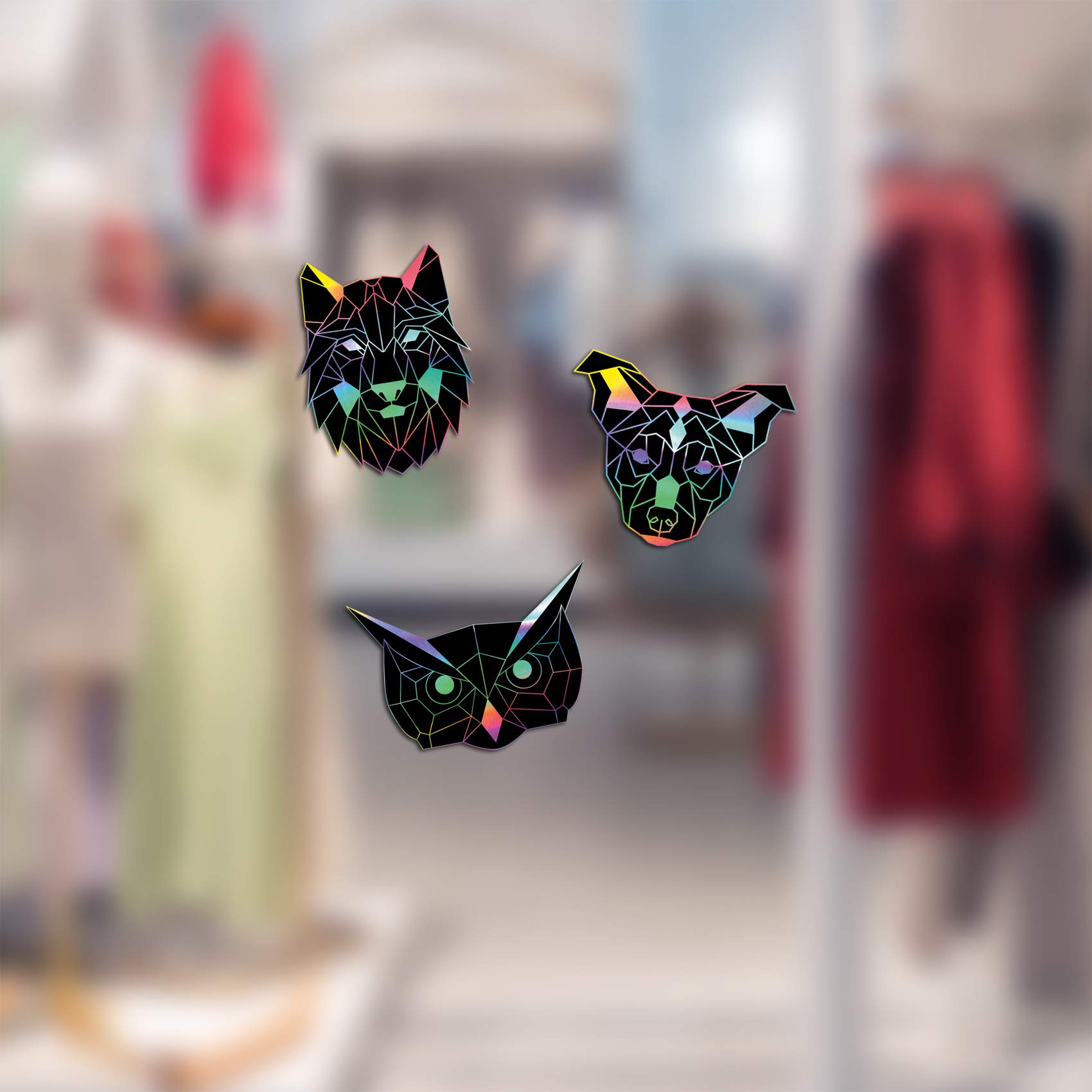 Adesivi Ologramma Animali Geometrici - 2 Pezzi, Autoadesivi, Per Auto, Moto, Laptop