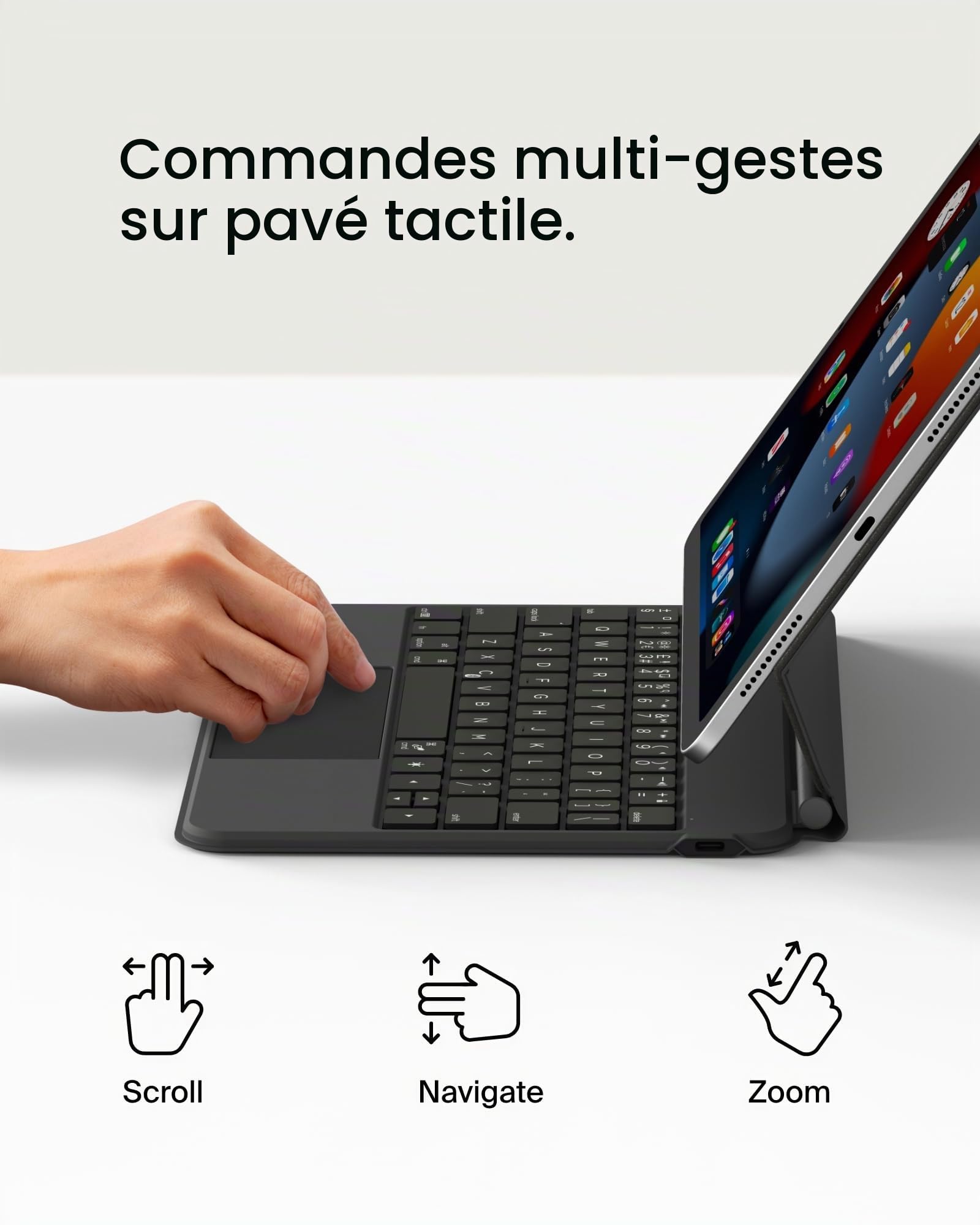 Belkin Étui Clavier Pro iPad avec Support magnétique, Clavier Bluetooth rétroéclairé, Commandes Multi-gestes, Rangement Apple Pencil, étui en Cuir, QWERTY, Touches multimédia pour iPad Air M2 11",