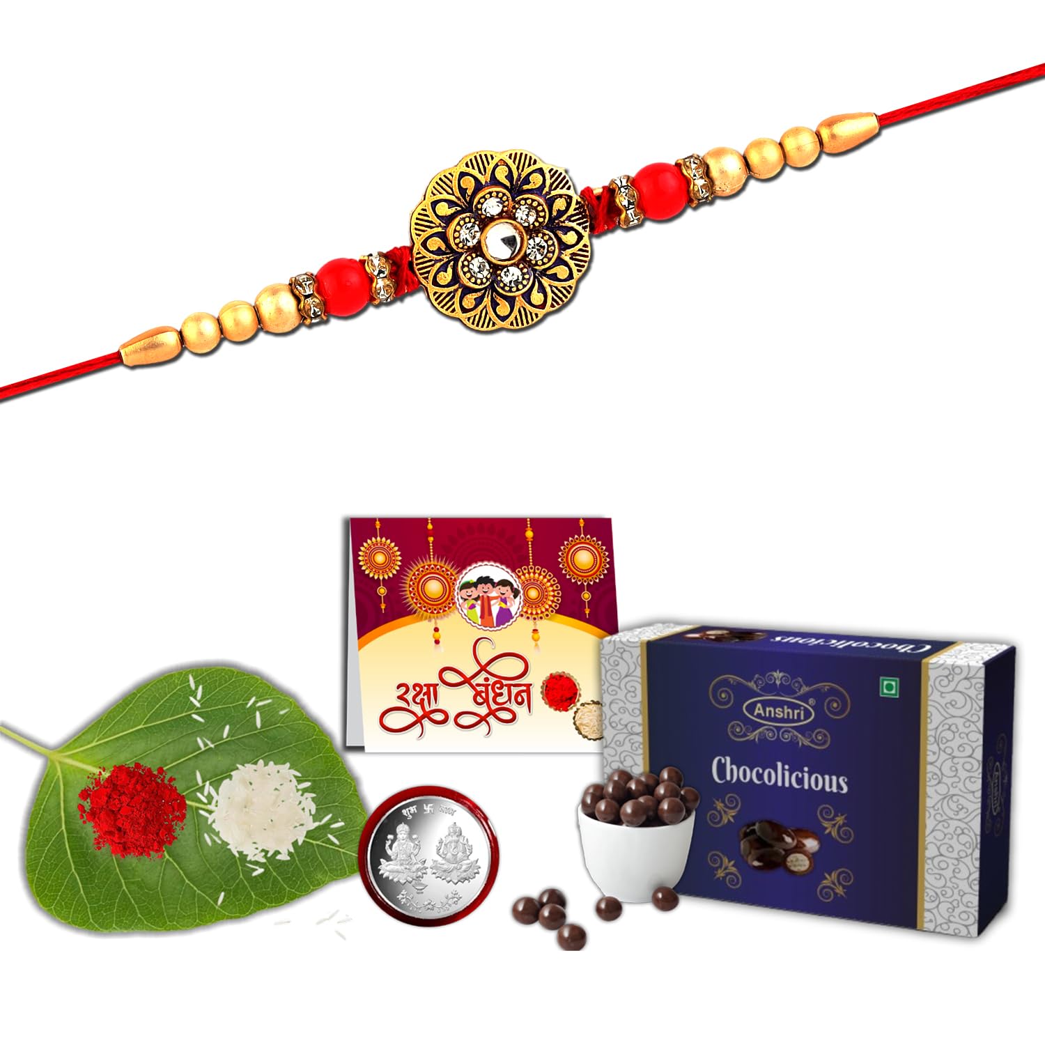 Anshri Rakhi & Chocolate for brother (0303 B.) | Rakhiwith chocolate | rakhiwith gift | RakhiChocolate Gift combo | Rakhifor Brother | Rakhi | RakshabandhanRakhiWith Chocolate | PremiumRakhi