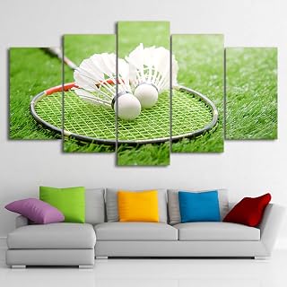 Printed 5 Piece Canvas Art Badminton Racket Painting Gym Sport Poster Wall Pictures for Living Room