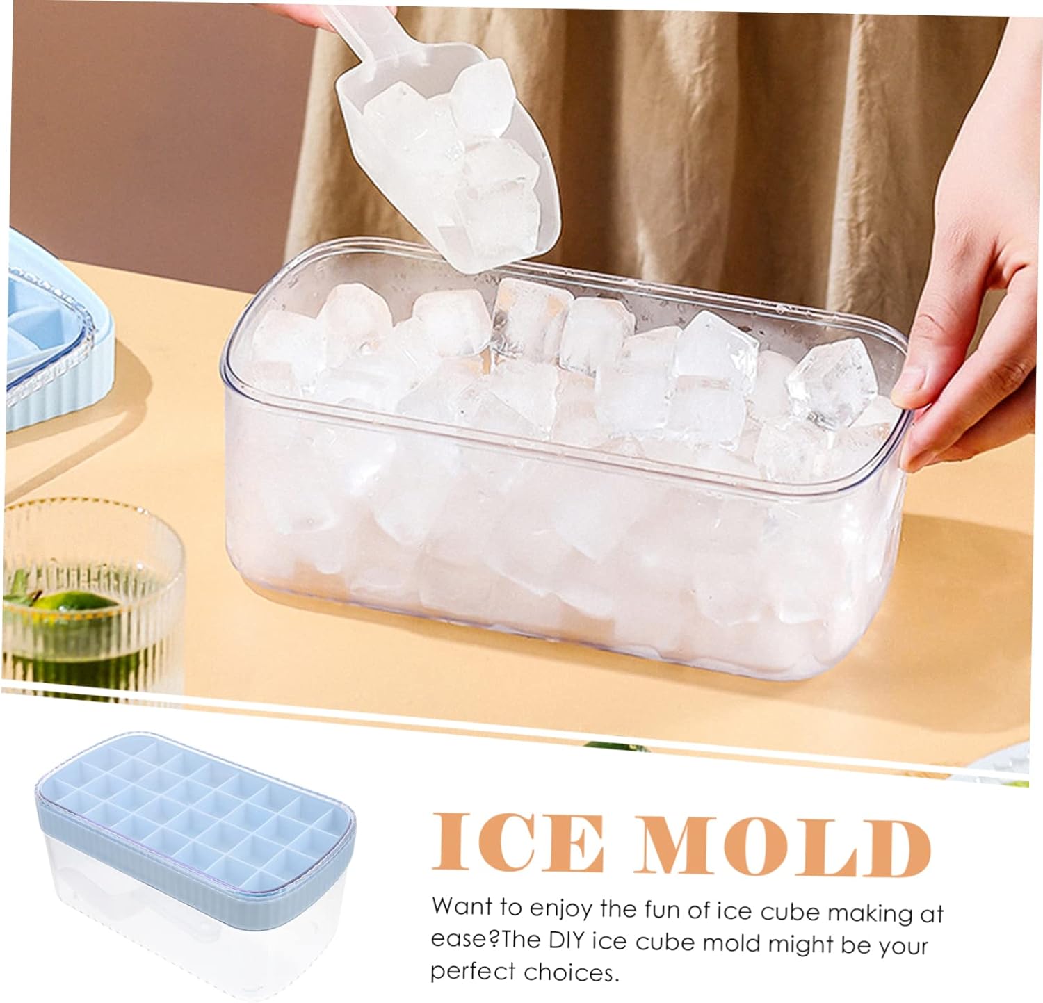 Zerodeko 4pcs Cube DIY Tool Bar Ice Cube Maker Set Foldable Double Layer Ice Trays