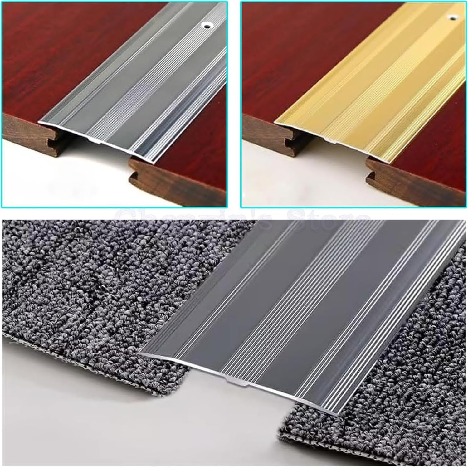 Srebrny 6 x 115 cm antypoślizgowy aluminiowy próg do drzwi 6 cm szerokości listwy przejściowej do drewna na płytkach i płytkach na podłodze laminowanej