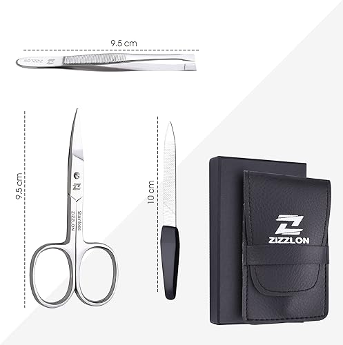 Miniatura 7 de Juego de manicura  Tijeras para cutículas, tijeras de uñas y cejas, cortaúñas, empujador de cutículas, lima de uñas, pinzas para cejas, kit