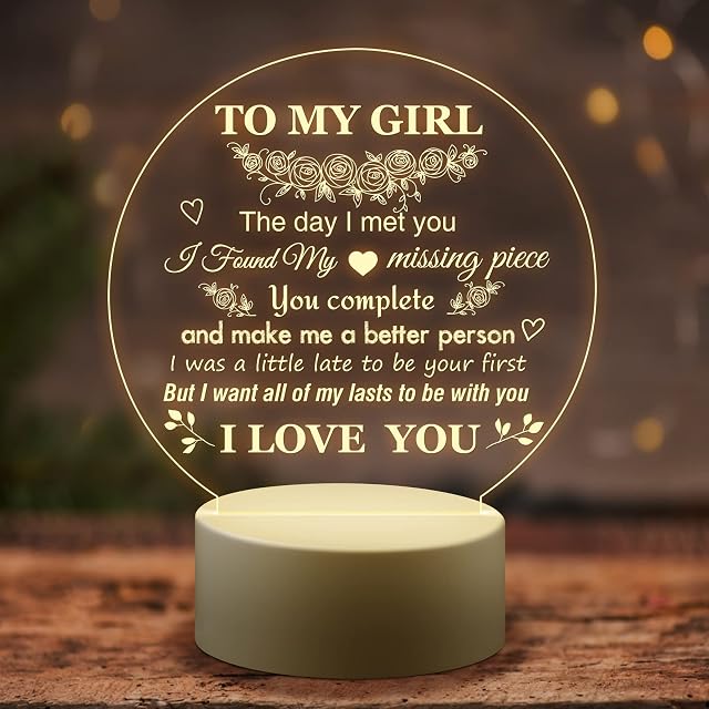 PRSTENLY Valentines Gifts for Her, to My Girl Night Light Romantic Presents, Girlfriend Gifts for Birthday Valentines Anniversary