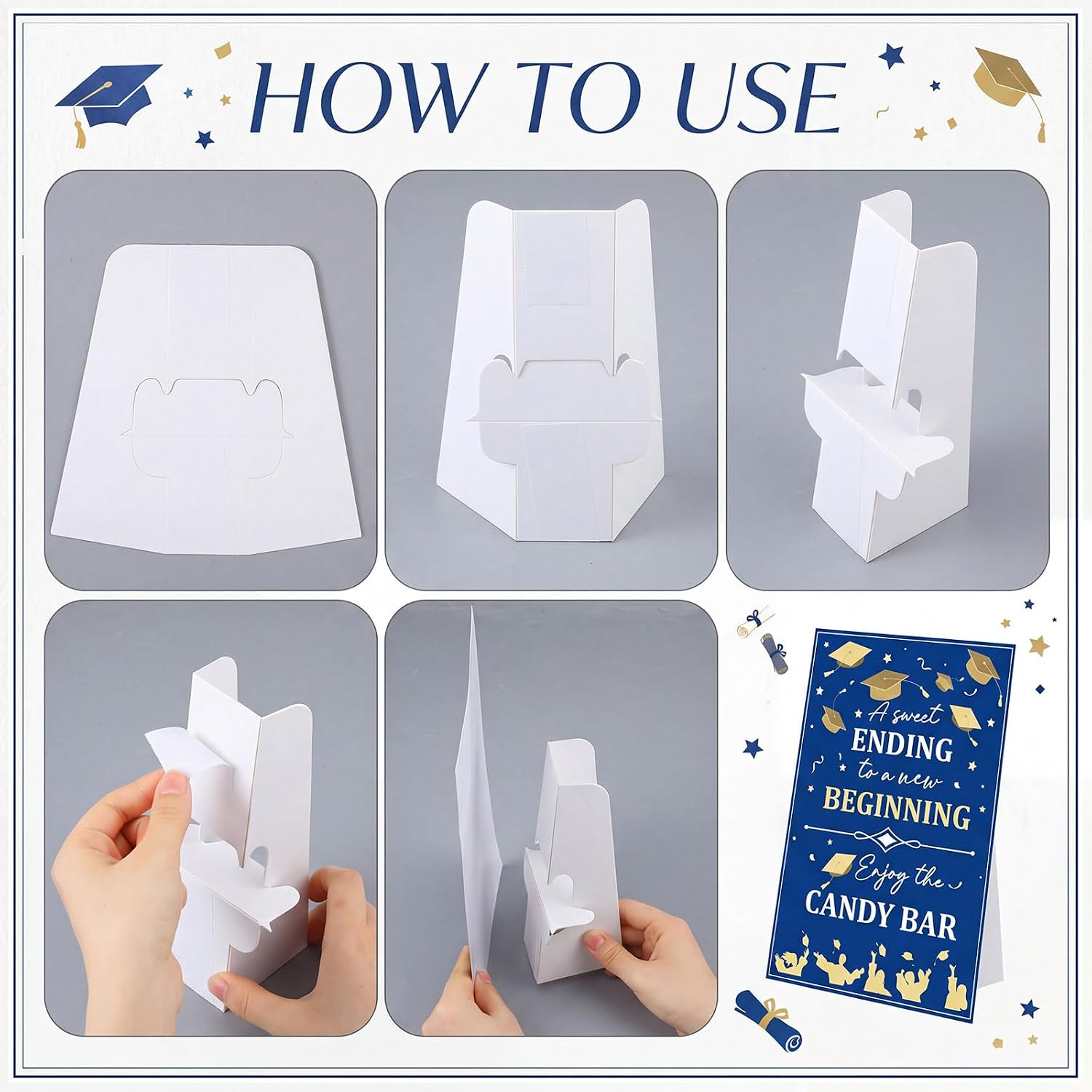 12 Pcs 2026 Graduation Candy Buffet Set Graduation Table Candy Bar Snack Labels Signs and 20oz Plastic Bowl for Graduate Party Food Decorations(Blue) image 3