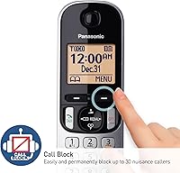 Vista 3 de Panasonic Teléfono inalámbrico con contestador automático DECT 6.0 expandible, bloqueo de llamadas e identificación de llamadas - 2 teléfonos