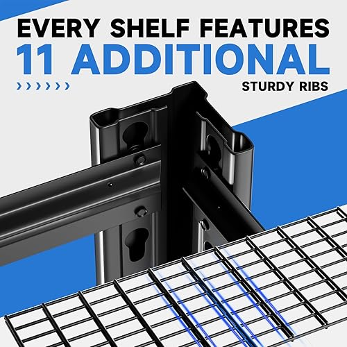 Miniatura 4 de Estante de garaje de 4 niveles de 40 pulgadas de ancho x 19.7 pulgadas de profundidad x 60 pulgadas de alto, estantería de metal resistente, con