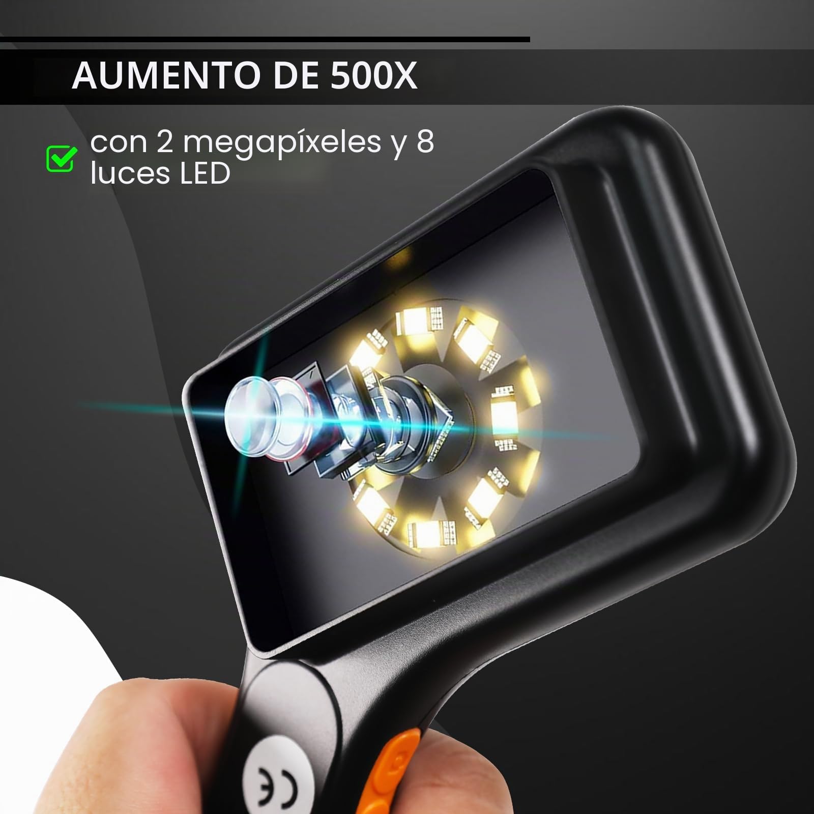 Microscopio digital 500X con pantalla IPS de 3 pulgadas, enfoque automático, 8 luces LED, ranura para tarjeta TF, lupa de mano portátil para monedas, PCB, inspección de joyas, proyectos educativos