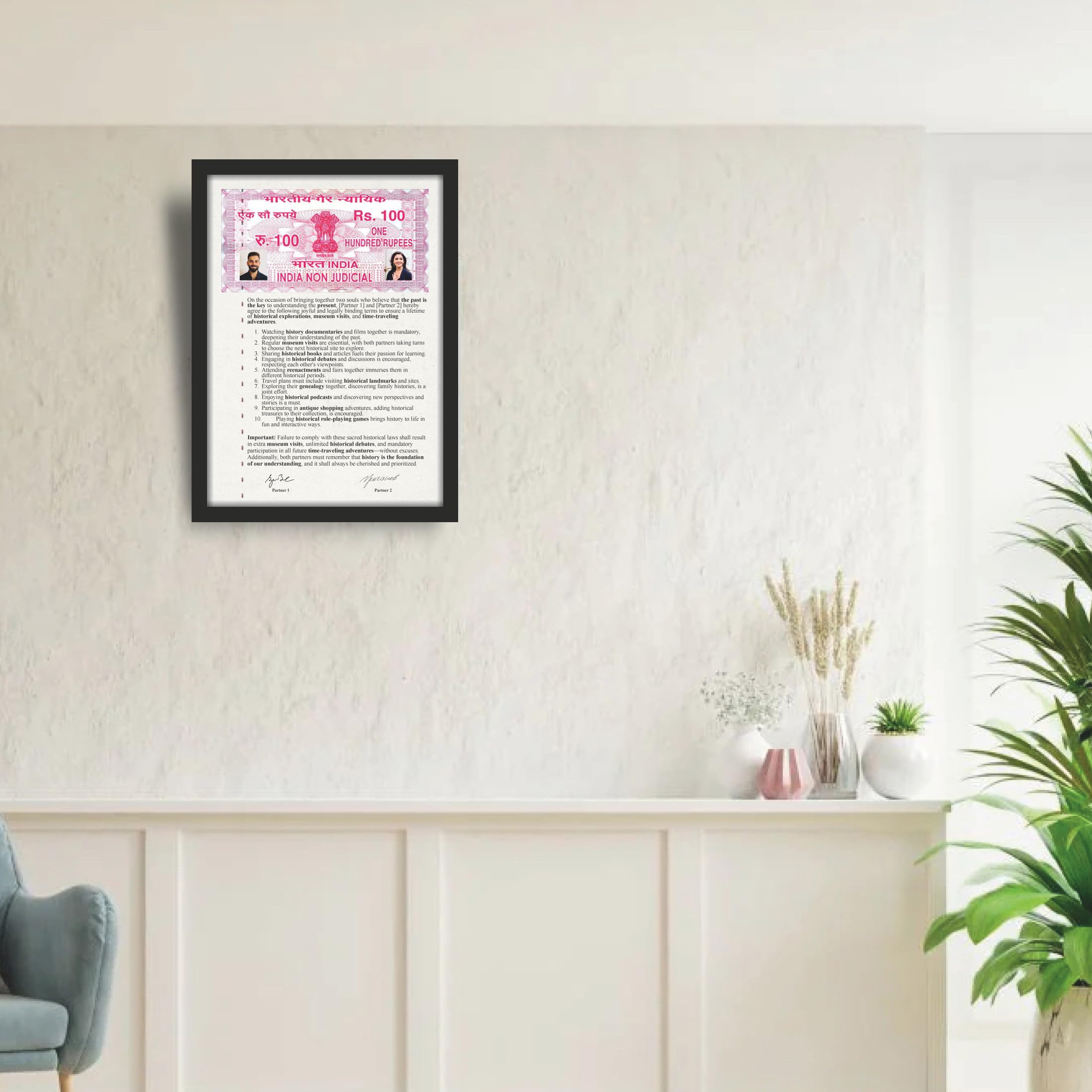 History Buff Couple Relationship Contract Photo Frame – 9.25 x…