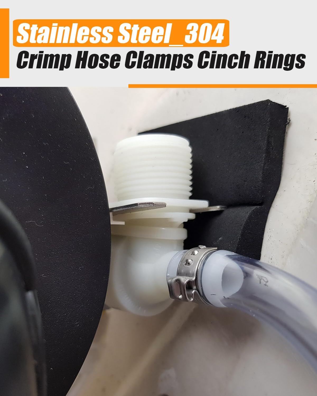 200Pcs Single Ear Hose Clamps, 19.4-22.6mm 304 Stainless Steel Cinch Crimp Rings Pinch Clamps for Automotive, Home Appliance Line and Plumbing