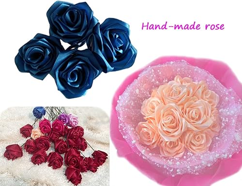 Miniatura 6 de Atrbb Cinta de satén de 25yardas, 1-12pulgadas de ancho, perfecta para bodas, lazos hechos a mano y envoltura de regalos, niebla azul