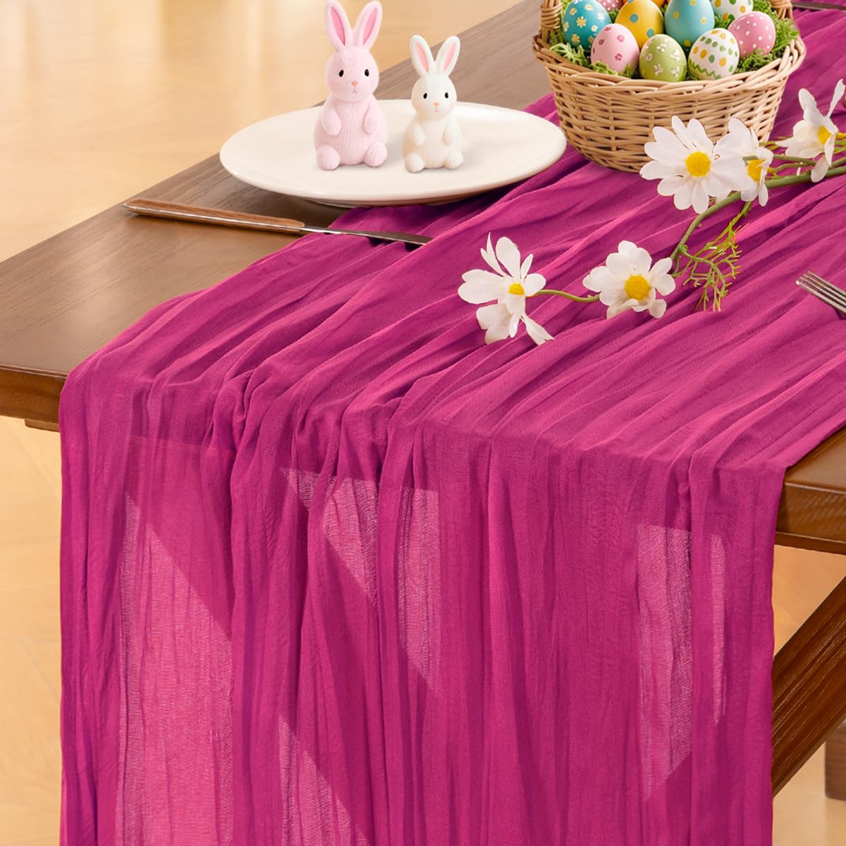 Socomi Beige Cheesecloth Table Runner Easter Spring Boho Rustic Gauze 120 inch 10FT Cheese Cloth Runner for Wedding Party Baby Shower Birthday Home Decor Holiday Decorations — view 53