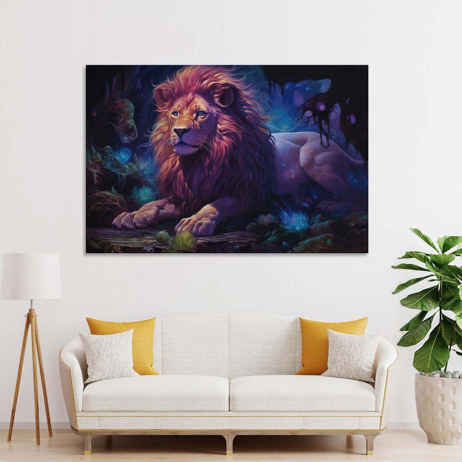 Junmoney Unframe-Style-20-1 Majestic Lion Canvas Wall Art 24X36inch(60X90cm), For Workspace Walls, Study Corners Or Bedrooms, Wall Art That Adds Style To Work Areas