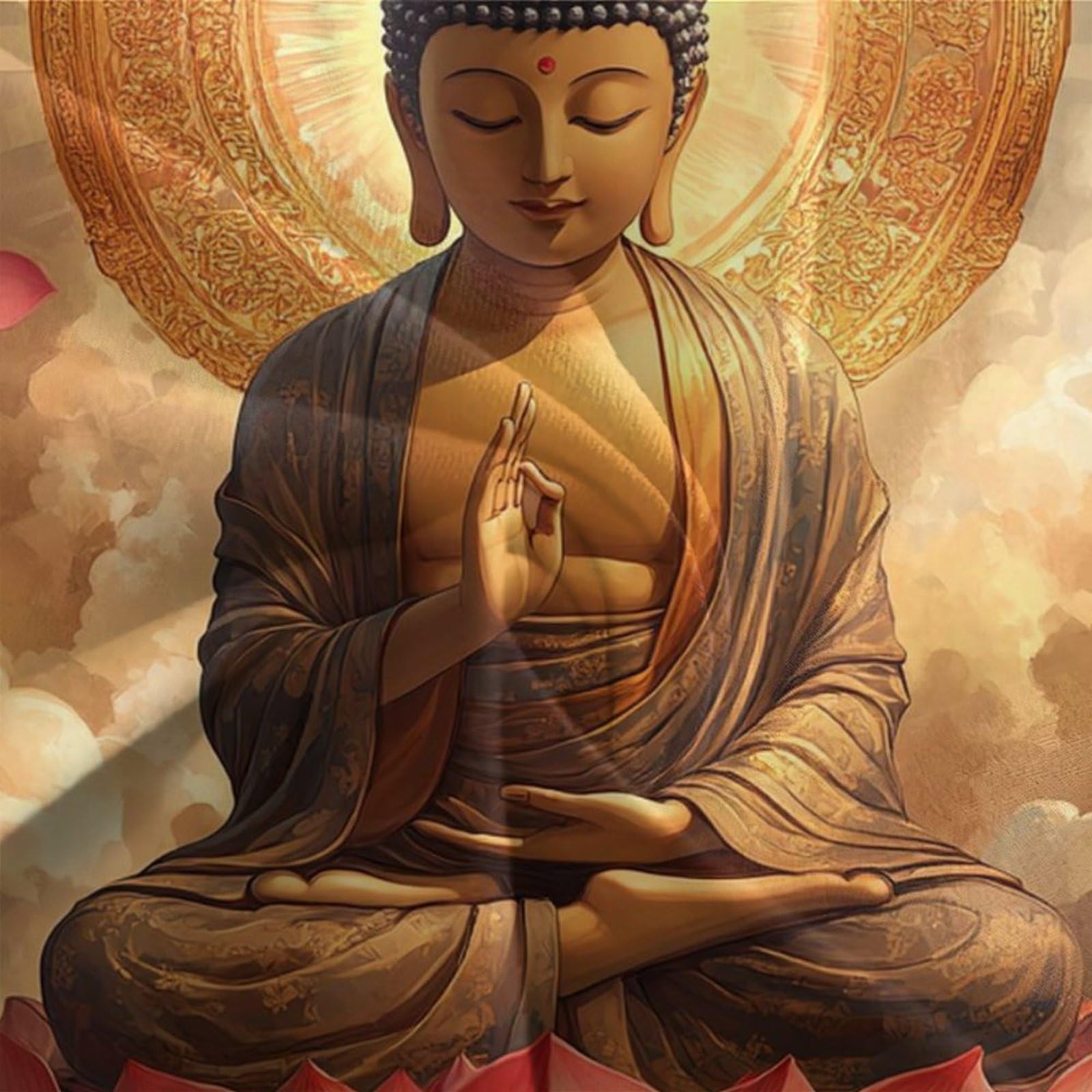 Budda z kwiatem lotosu 3 szt. zestaw pościeli z nadrukiem, poszewka na kołdrę 3D dla chłopców i dorosłych, mikrofibra, z poszewkami na poduszki, łatwa pielęgnacja, mikrofibra, ukryty zamek