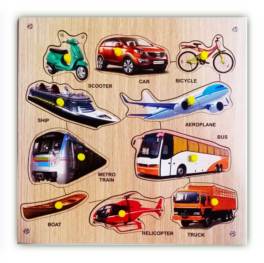 Plutofit Wooden Learning Educational Board Puzzle for Pre-School Kids Toy 2 to 5 Years (Vehicles) (B0CLZRFVCL) Amazon Price History, Amazon Price Tracker