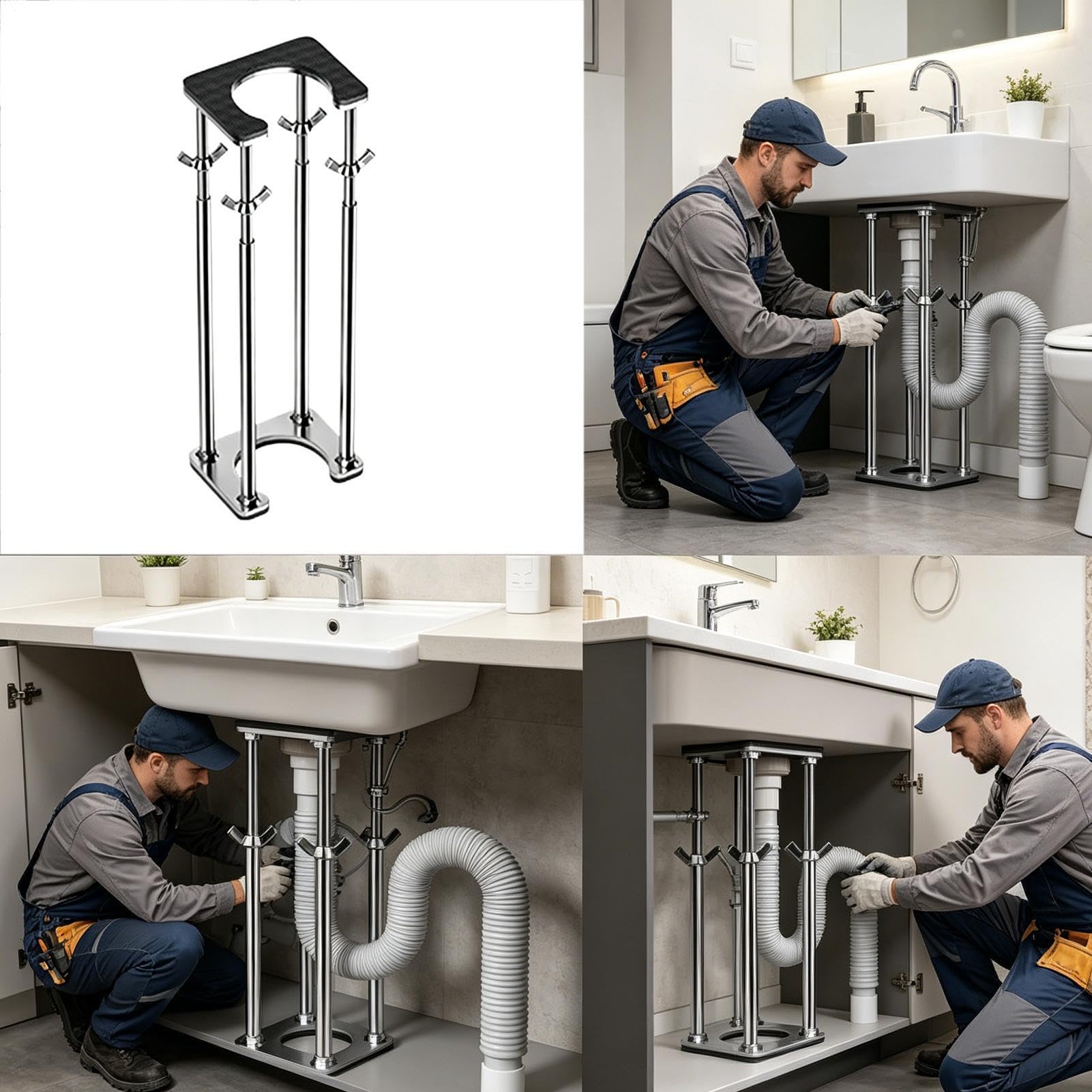 Soporte para Fregadero Bajo Mostrador Base para instalación de lavabo mesa | Kit de Instalación para Fregadero Bajo Encimera Ducha Cocina Baño Cubierta Apartamento Residencia Alquiler