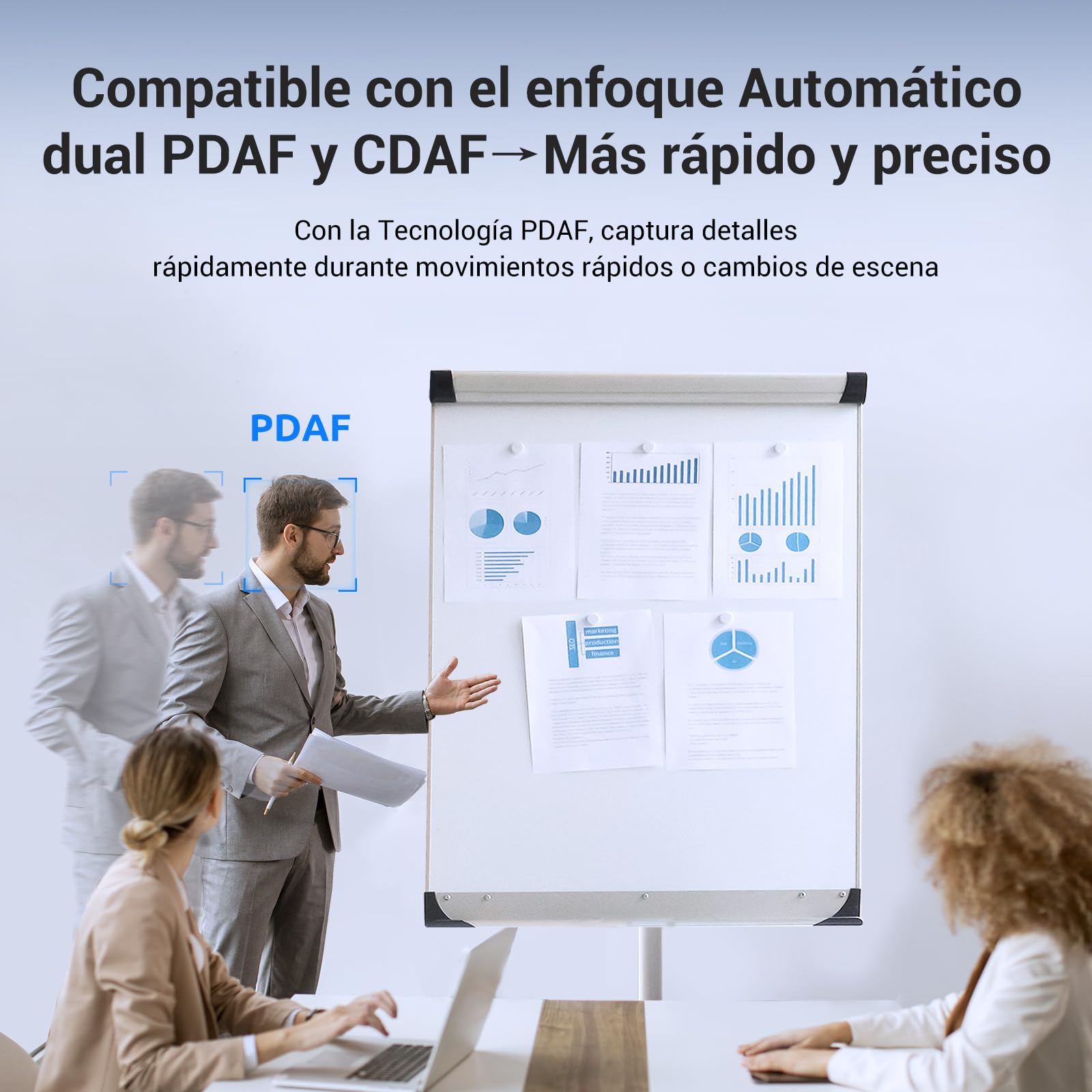 Webcam 4K para PC con Sensor Sony de 1/2.55", PDAF autoenfoque, 2 micrófonos con cancelación de Ruido, UHD 4K@30fps y 1080p@60fps, Camara Web USB para videoconferencias, Streaming y Gaming