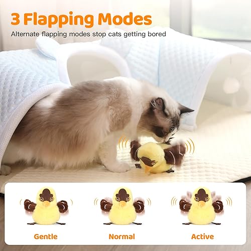 Miniatura 3 de Juguetes para gatos que aletean sin volar), juguete interactivo recargable activado por tacto con chirrido realista para gatos y gatitos de interior