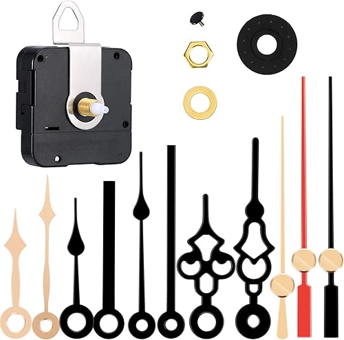 Hicarer Kit de mecanismo de movimiento de reloj de cuarzo, mecanismo de reloj de pared, piezas de reparación de repuesto DIY con 4 pares de