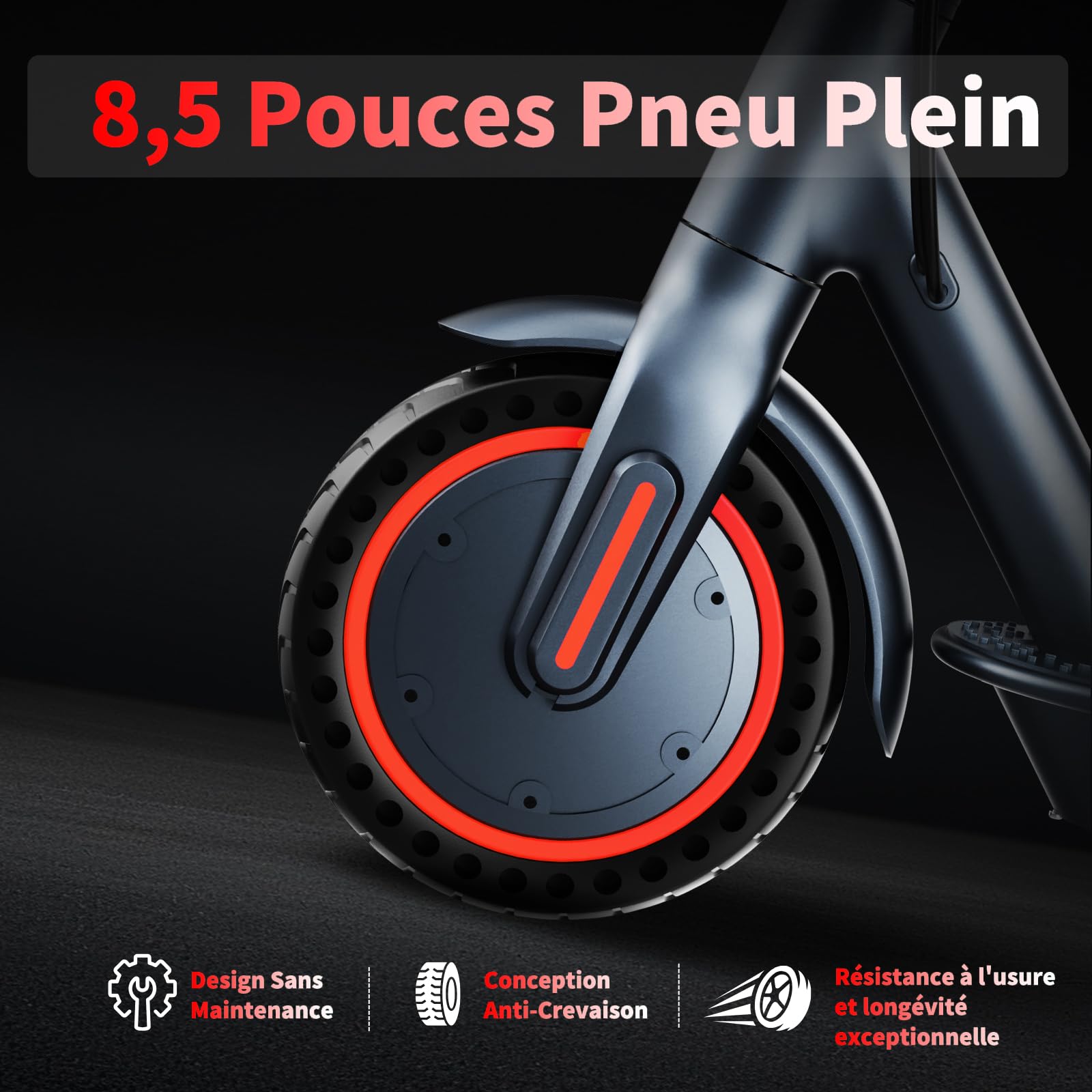 QnQ Monopattino elettrico, Monopattino elettrico da 8,5", Autonomia 25-30 km, Pneumatici a Nido d'ape Antipuntura, Controllo tramite APP e Display LED, Batteria 36V 7.8Ah, Motore 500W, Porta