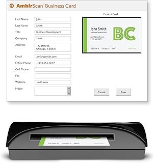 Ambir ImageScan Pro 667 Business Card Scanner with AmbirScan Business Card for Windows PC
