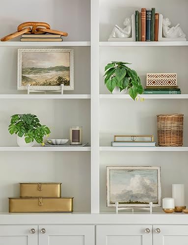 Miniatura 3 de GnFlus Juego de 2 plantas artificiales con macetas de cerámica blanca, decoración artificial para el hogar, baño, estante de escritorio, interiores