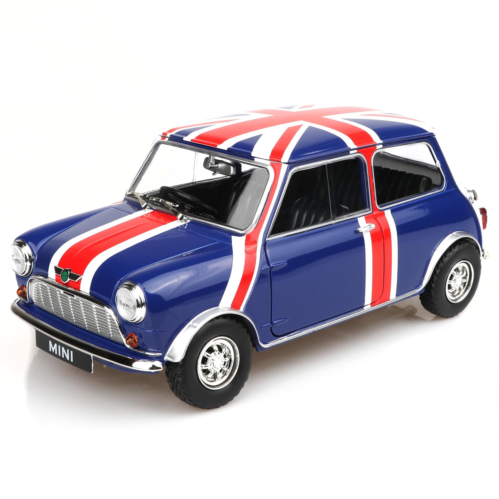 TOKAXI 1:18 Diecast Car Classic Mini Cooper Model, Union Jack British Style Edition, Collectible Model Car for Adults, Opening Door, Detailed Interior, Vintage UK Car 14+