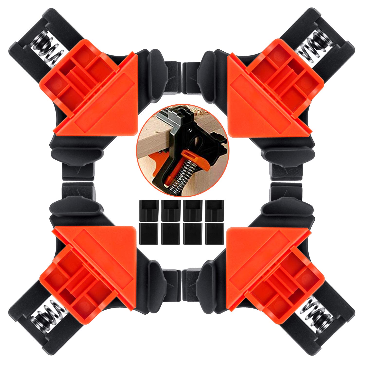 4PCS Right Angle Clamp Adjustable Corner Clamp Multi-function Woodworking 90 Degree Angle Clip for Making Cabinets and Furniture Repair Connection, Welding, Wood-Working, Drilling, Drawers